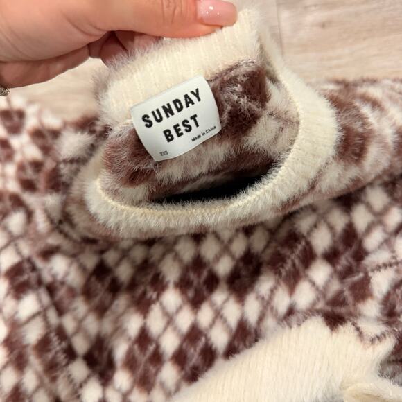 Summers Best Aritizia Brown Diamond Cropped Sweater 2xs - Picture 3 of 4